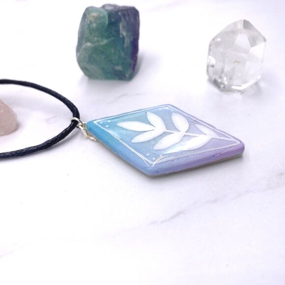 Blue and Purple Botanical Necklace - Picture 2 of 10